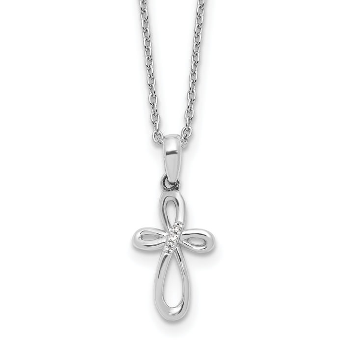 925 Sterling Silver Diamond Holy Cross Chain Necklace