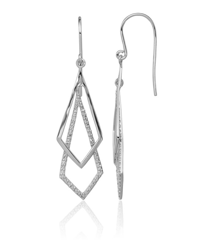 925 Sterling Silver Diamond Drop Dangle Earrings