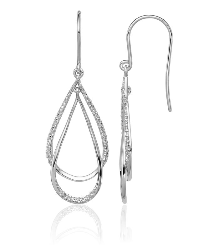 925 Sterling Silver Diamond Drop Dangle Earrings