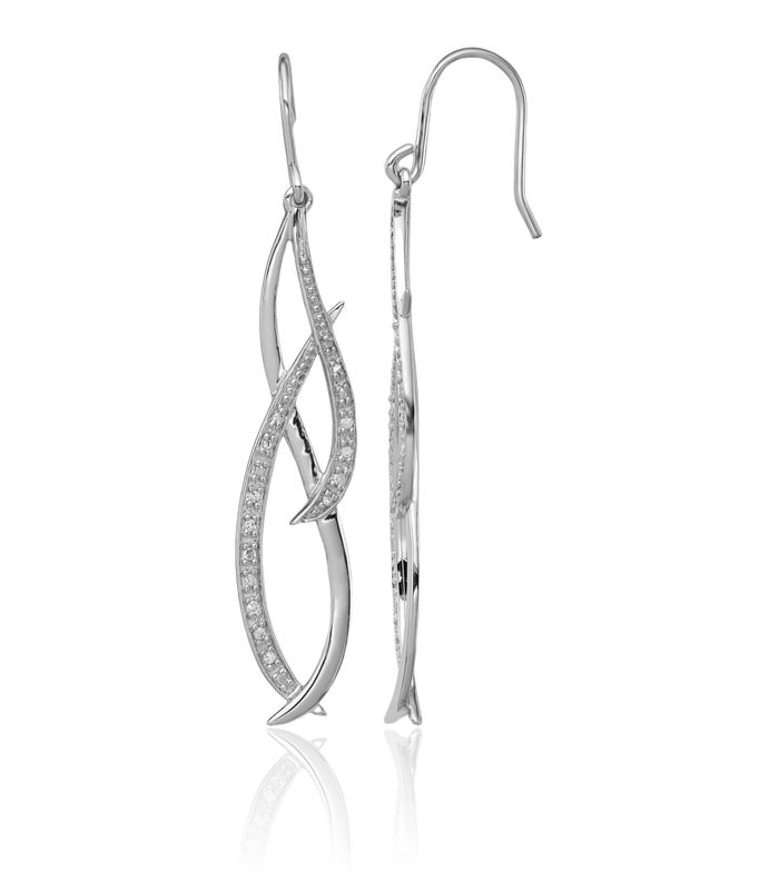 925 Sterling Silver Diamond Dangle Earrings