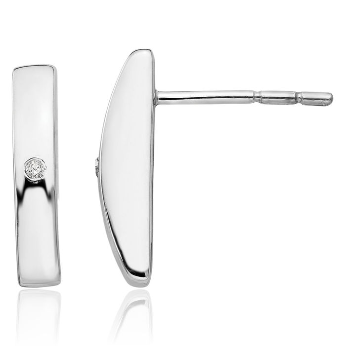 925 Sterling Silver Diamond Line Bar Drop Dangle Earrings