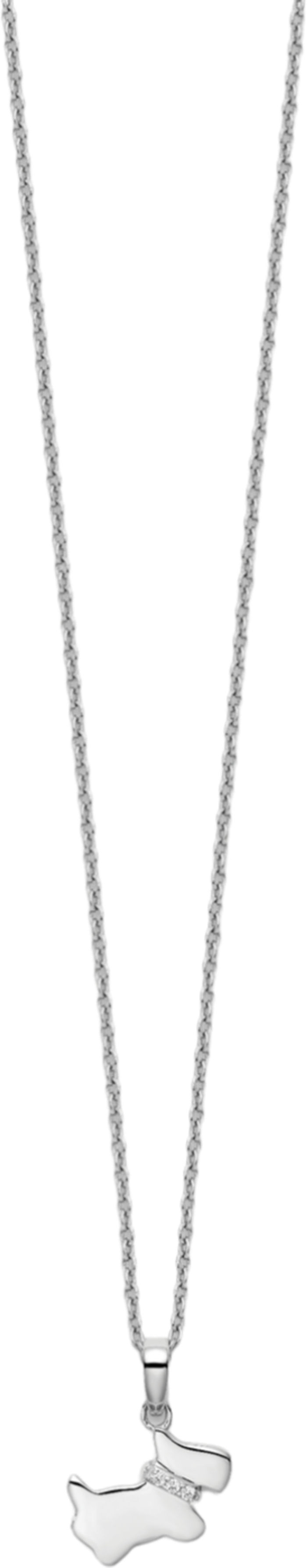 925 Sterling Silver Diamond Dog Chain Necklace