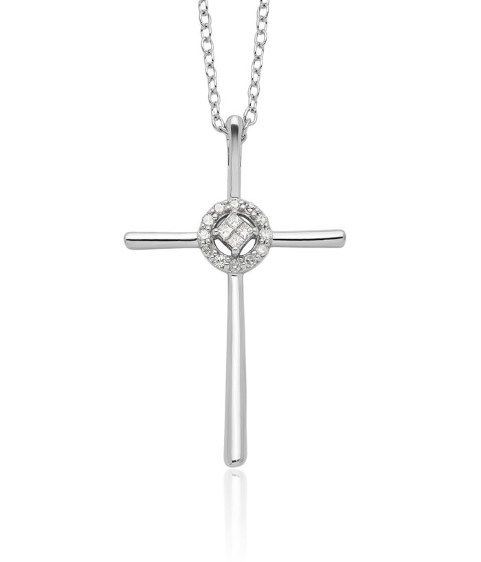 925 Sterling Silver Diamond Eternal Life Holy Cross Chain Necklace