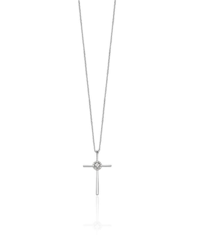 925 Sterling Silver Diamond Eternal Life Holy Cross Chain Necklace