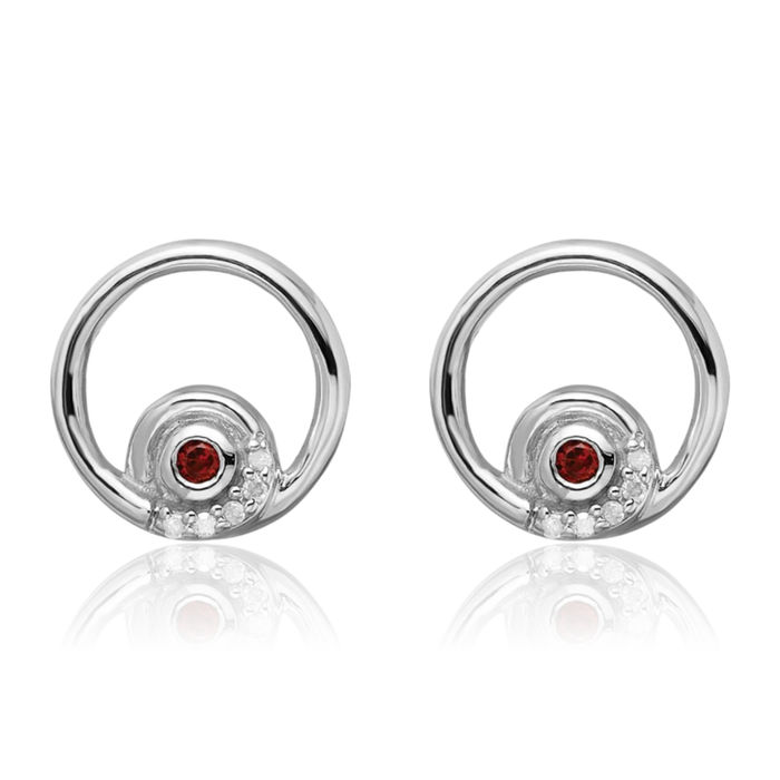 925 Sterling Silver Diamond Red Garnet Drop Dangle Stud Earrings Gemstone Post Push Back