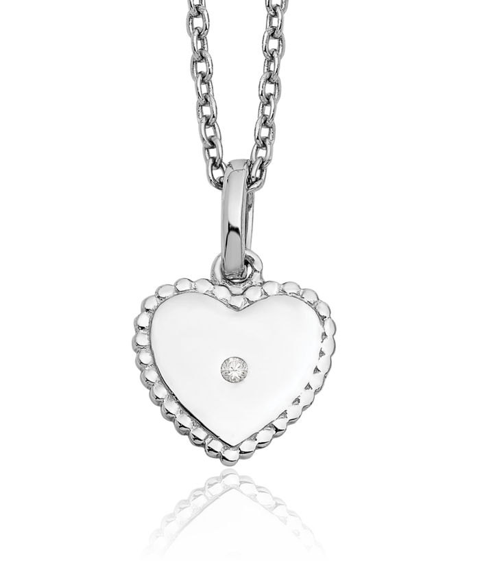 925 Sterling Silver Diamond Heart Chain Necklace