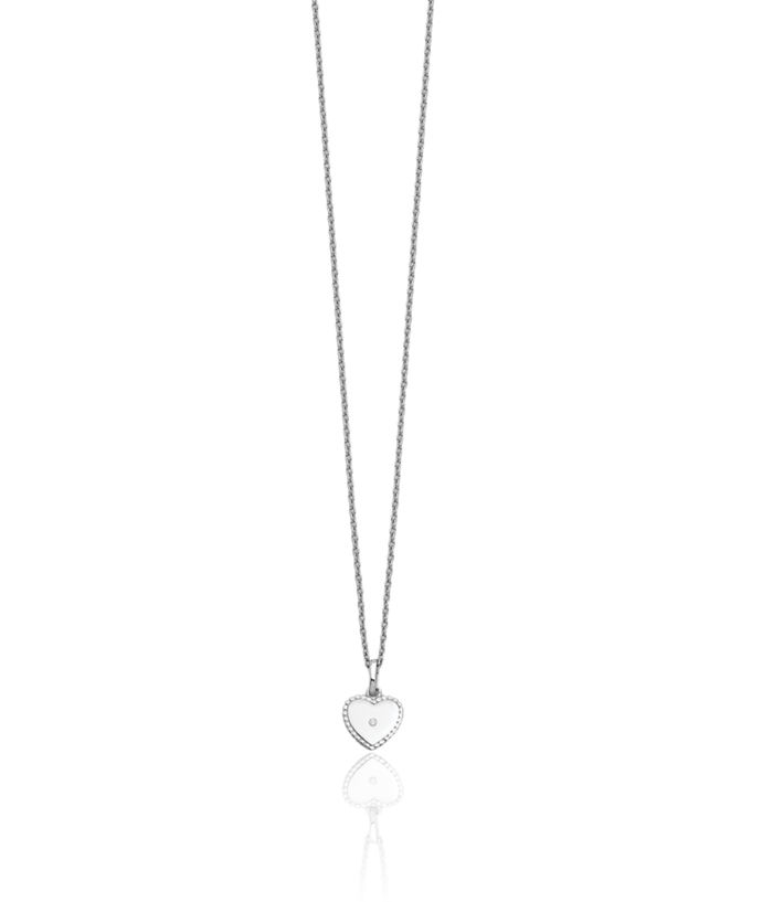 925 Sterling Silver Diamond Heart Chain Necklace