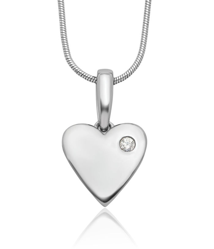 925 Sterling Silver Diamond Heart Chain Necklace