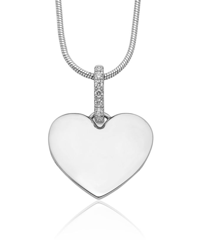 925 Sterling Silver Diamond Heart Chain Necklace