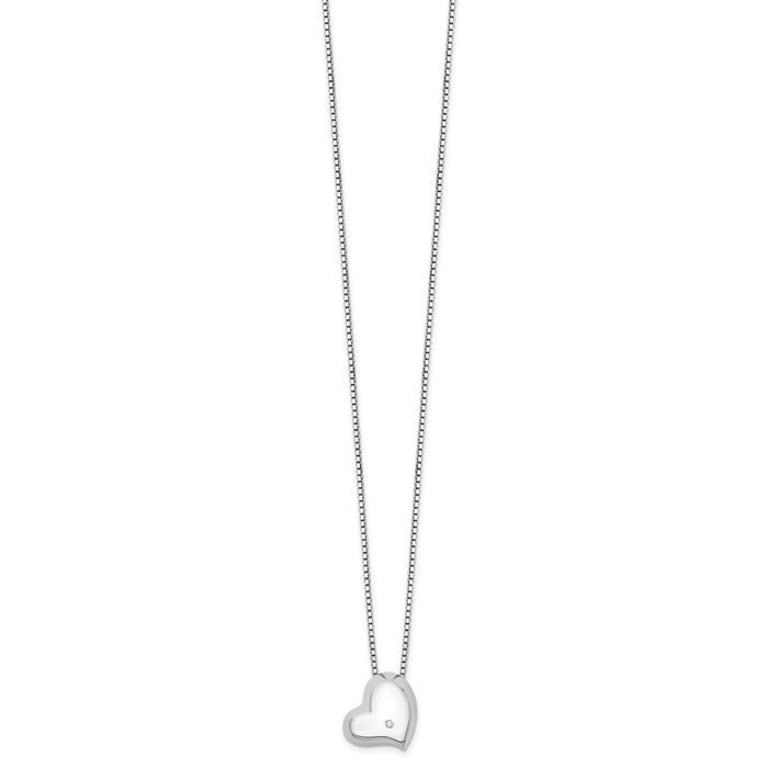 925 Sterling Silver Diamond Heart Chain Necklace