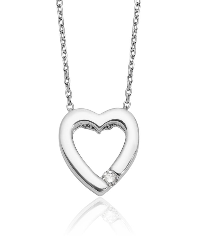 925 Sterling Silver Diamond Heart Necklace Love Pendant Friendship Charm Chain