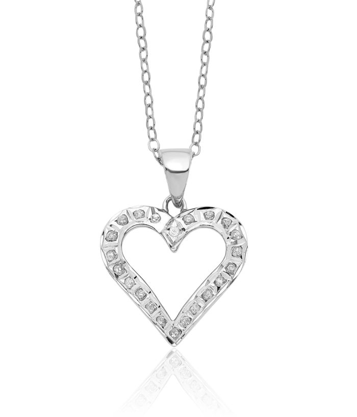 925 Sterling Silver Diamond Heart Necklace Love Pendant Friendship Charm Chain