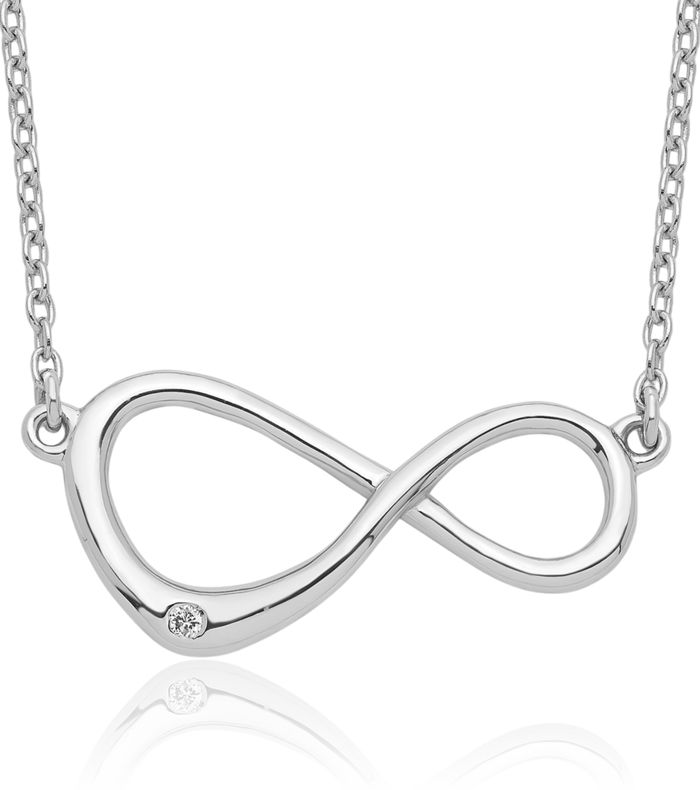 925 Sterling Silver Diamond Infinity Twisted Love Knot Symbol Chain Necklace