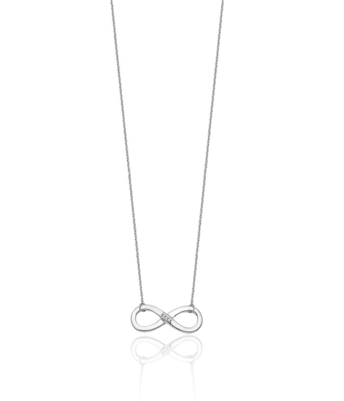 925 Sterling Silver Diamond Infinity Twisted Love Knot Symbol Chain Necklace