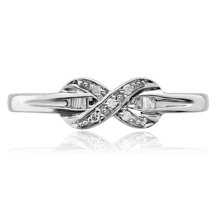925 Sterling Silver Diamond Infinity Twisted Love Knot Symbol Woven Crisscross Band Statement Ring