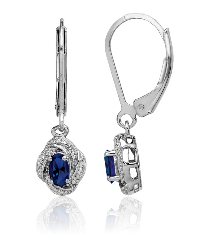 925 Sterling Silver Diamond Lab Blue Sapphire Drop Dangle Earrings September Birthstone Jewelry