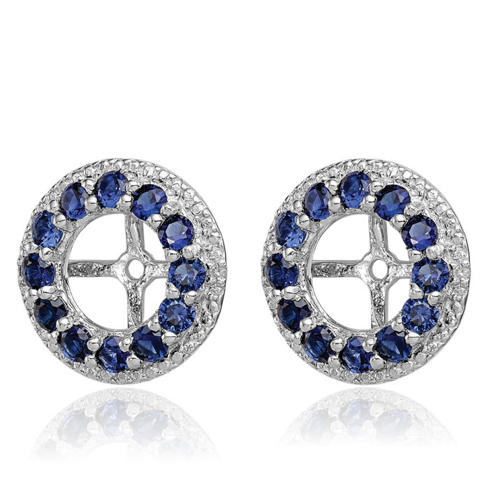 925 Sterling Silver Diamond Lab Blue Sapphire Earring Jackets for Studs September Birthstone Jewelry
