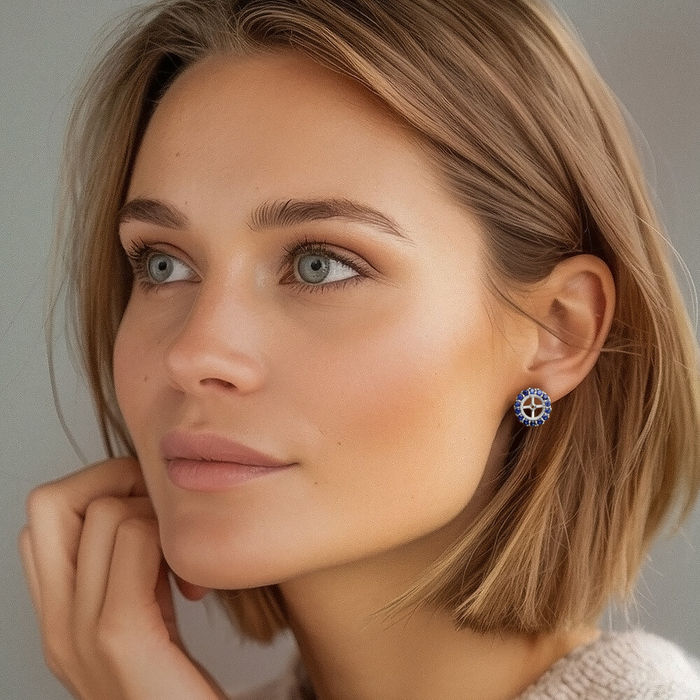 925 Sterling Silver Diamond Lab Blue Sapphire Earring Jackets for Studs September Birthstone Jewelry