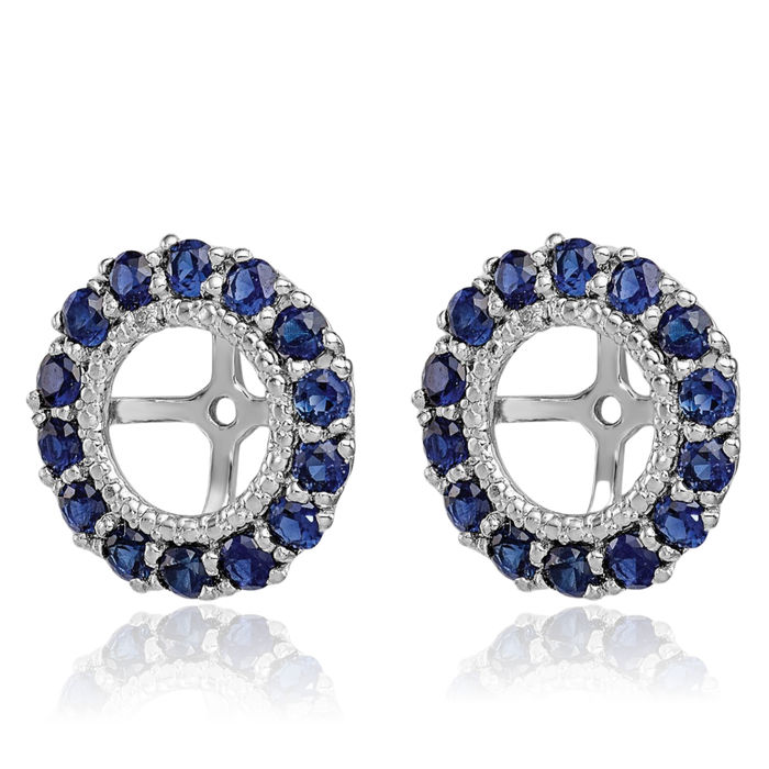 925 Sterling Silver Diamond Lab Blue Sapphire Earring Jackets for Studs September Birthstone Jewelry