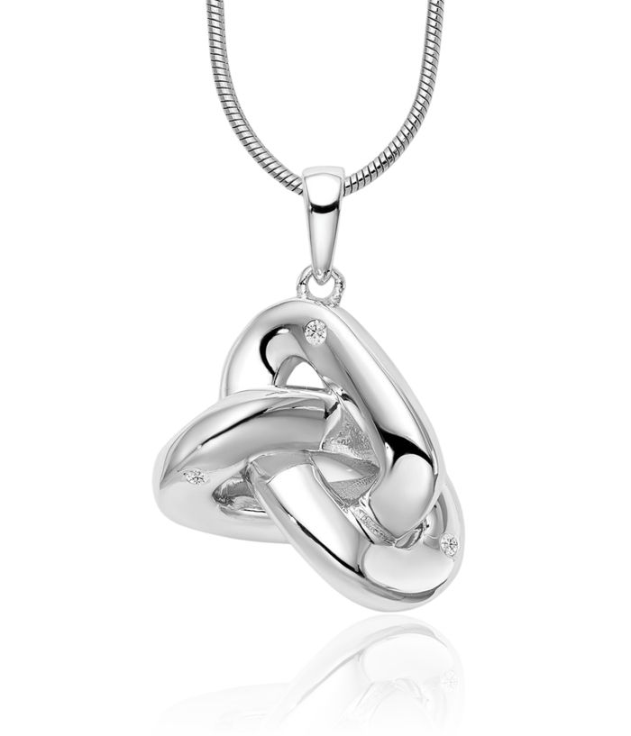 925 Sterling Silver Diamond Love Knot Chain Necklace