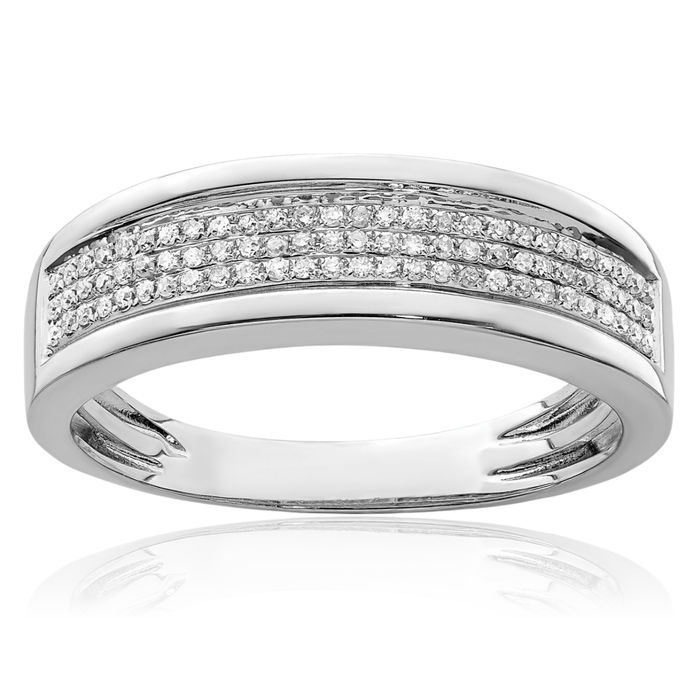 925 Sterling Silver Diamond Mens Ring