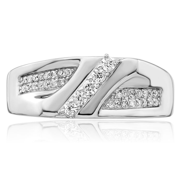 925 Sterling Silver Diamond Mens Ring