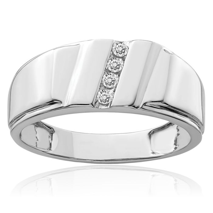 925 Sterling Silver Diamond Mens Ring