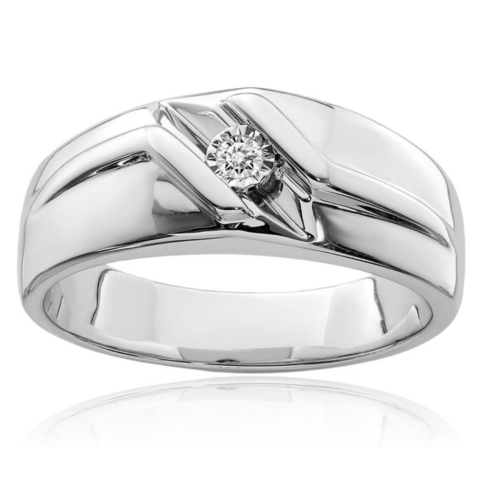 925 Sterling Silver Diamond Mens Ring