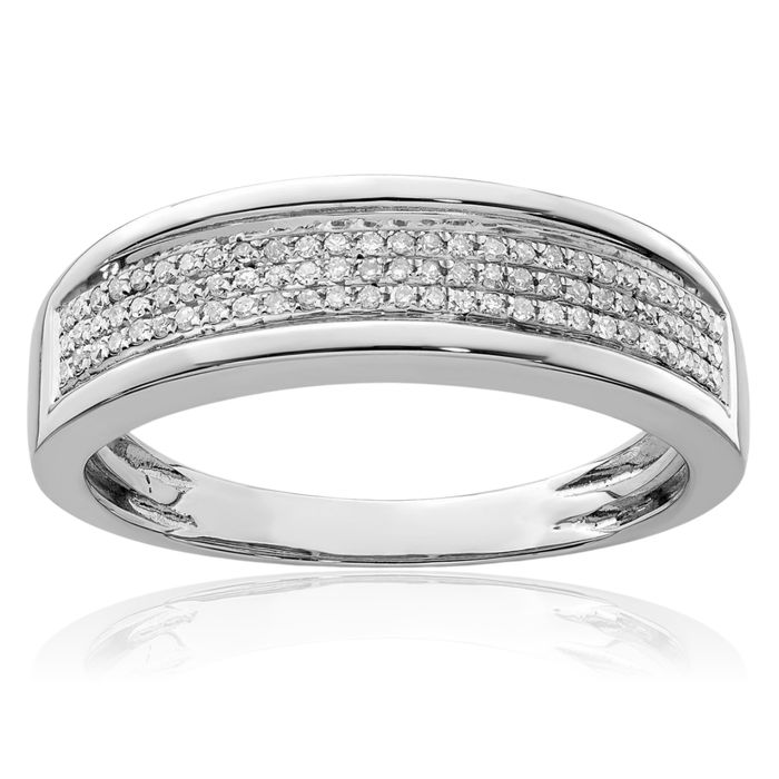 925 Sterling Silver Diamond Mens Ring