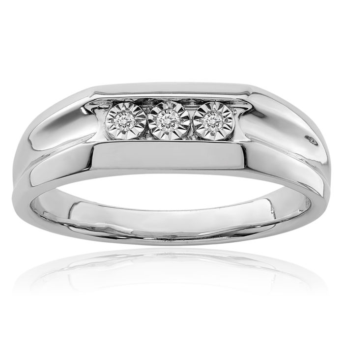 925 Sterling Silver Diamond Mens Ring