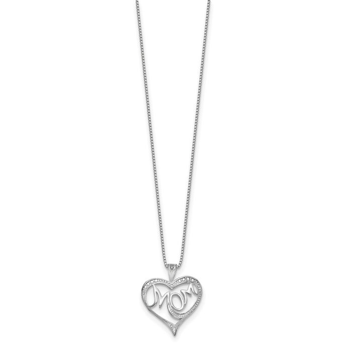 925 Sterling Silver Diamond Mom Chain Necklace