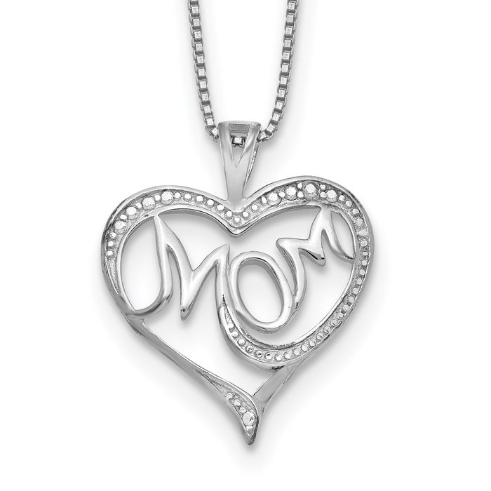 925 Sterling Silver Diamond Mom Chain Necklace