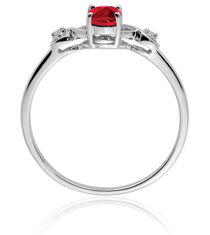 925 Sterling Silver Diamond Oval Red Ruby Ring Gemstone Band