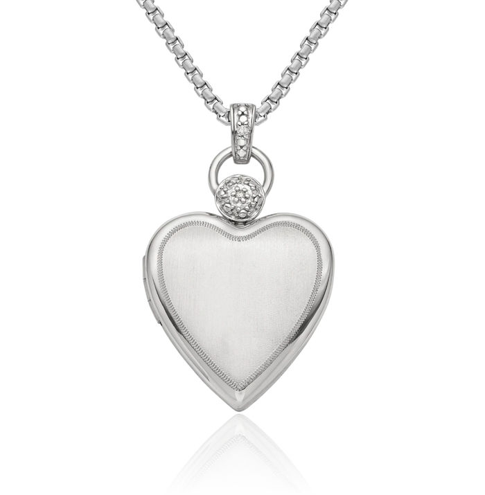 925 Sterling Silver Diamond Personalized Photo Locket Necklace Picture Pendant Charm