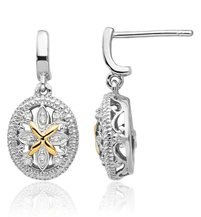 925 Sterling Silver Diamond Post Drop Dangle Earrings