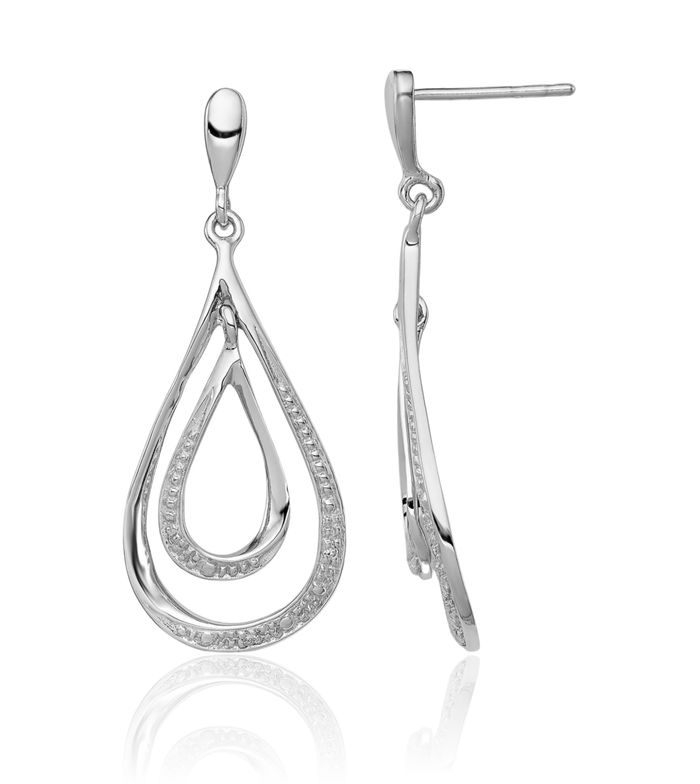 925 Sterling Silver Diamond Post Drop Dangle Earrings