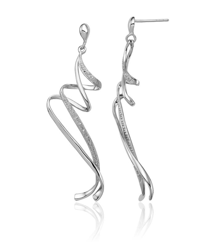 925 Sterling Silver Diamond Post Drop Dangle Earrings