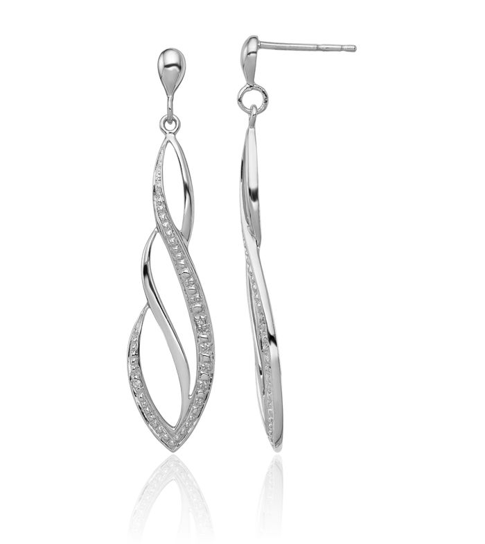 925 Sterling Silver Diamond Post Drop Dangle Earrings