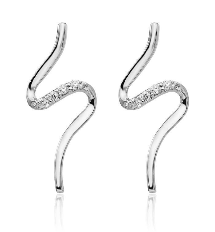 925 Sterling Silver Diamond Post S Drop Dangle Earrings