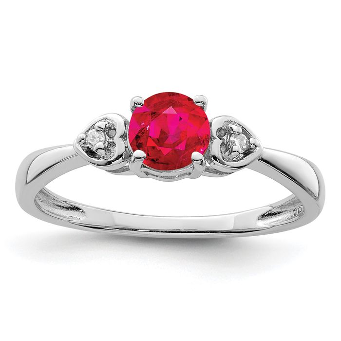 925 Sterling Silver Diamond Ruby Ring