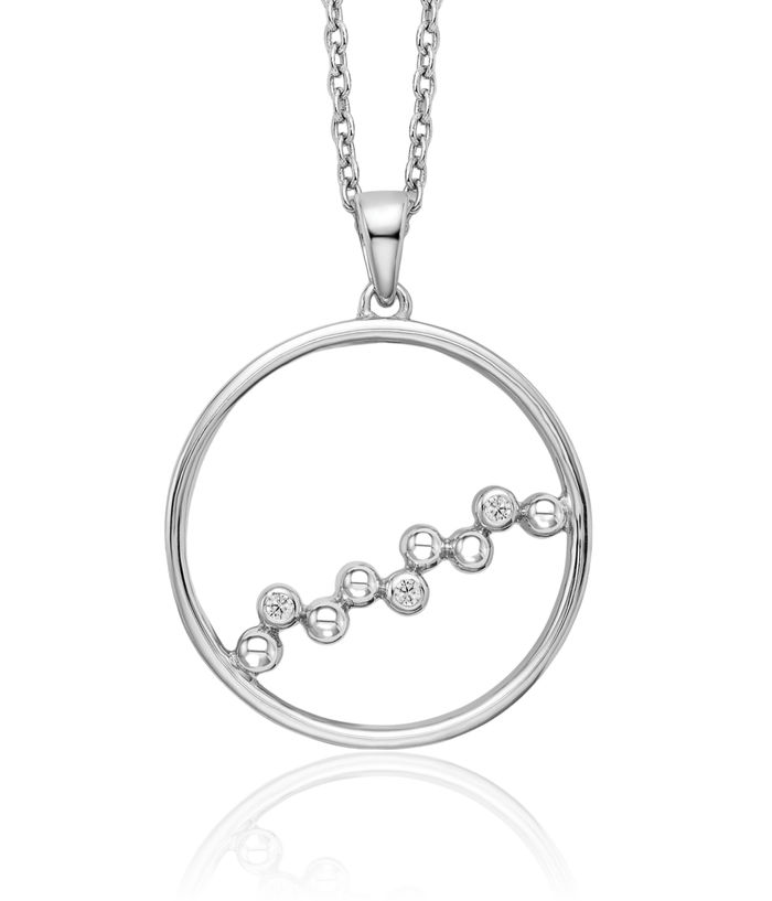 925 Sterling Silver Diamond Circle Round Geometric Chain Necklace