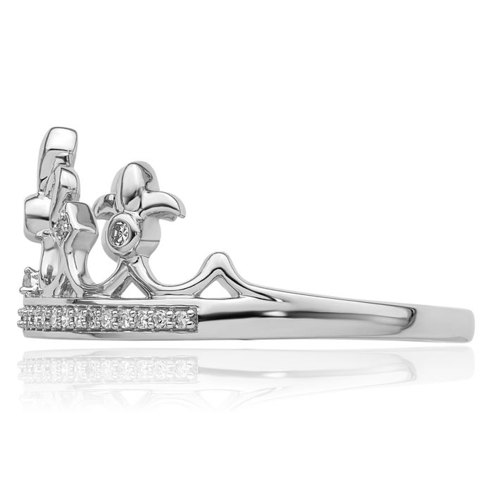 925 Sterling Silver Diamond Royal Princess Crown Ring