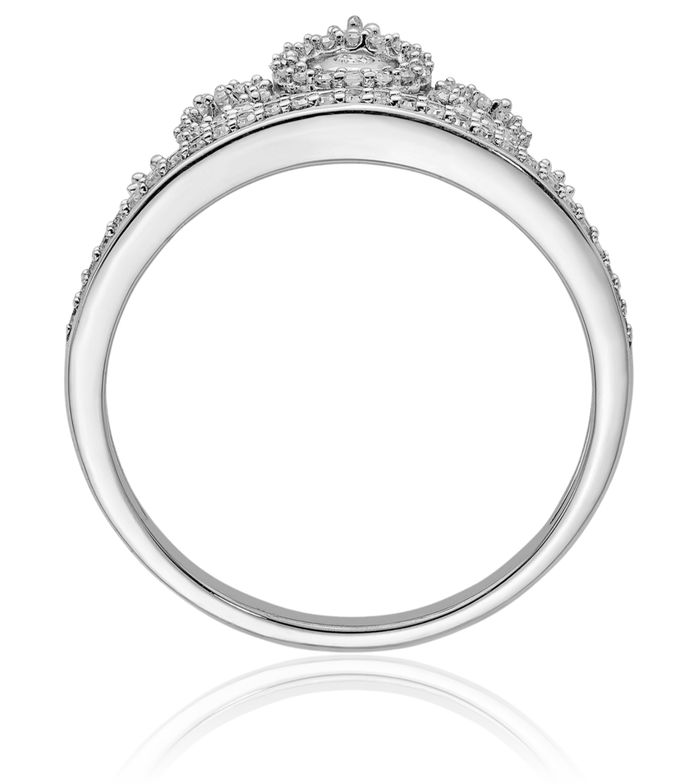 925 Sterling Silver Diamond Royal Princess Crown Ring