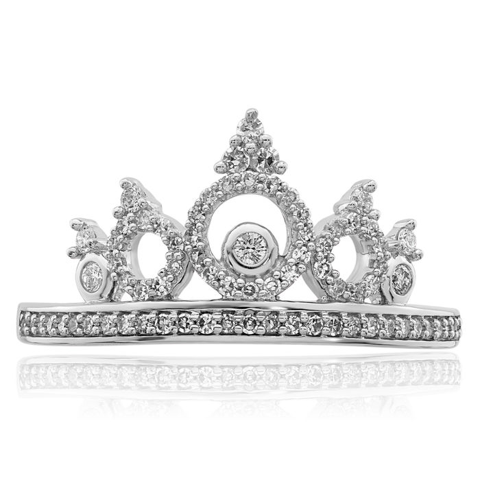 925 Sterling Silver Diamond Royal Princess Crown Ring