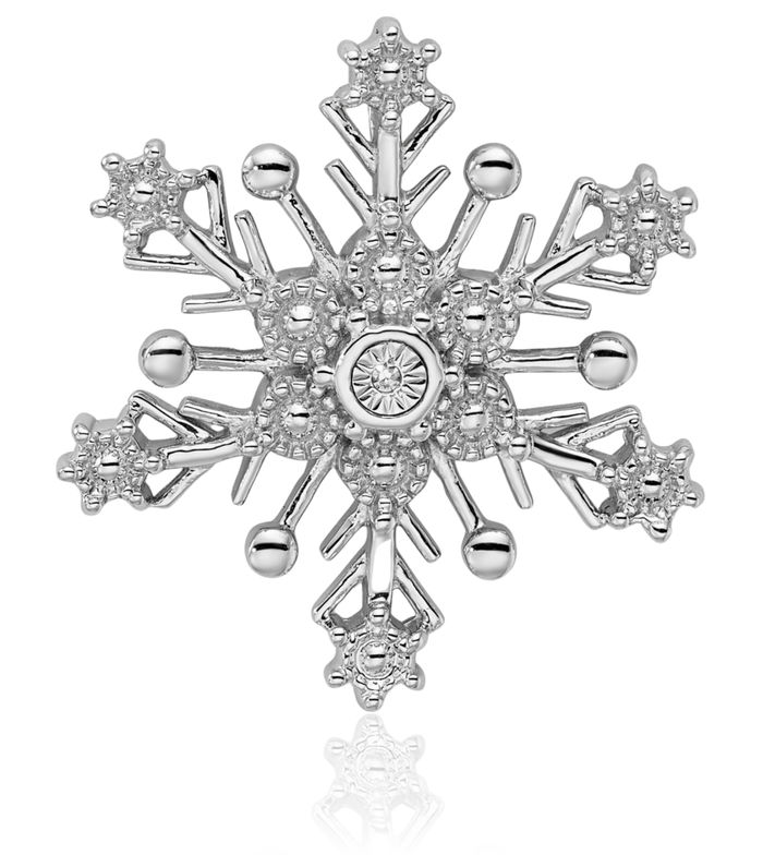 925 Sterling Silver Diamond Snowflake Floating Chain Slide Pendant Necklace Charm