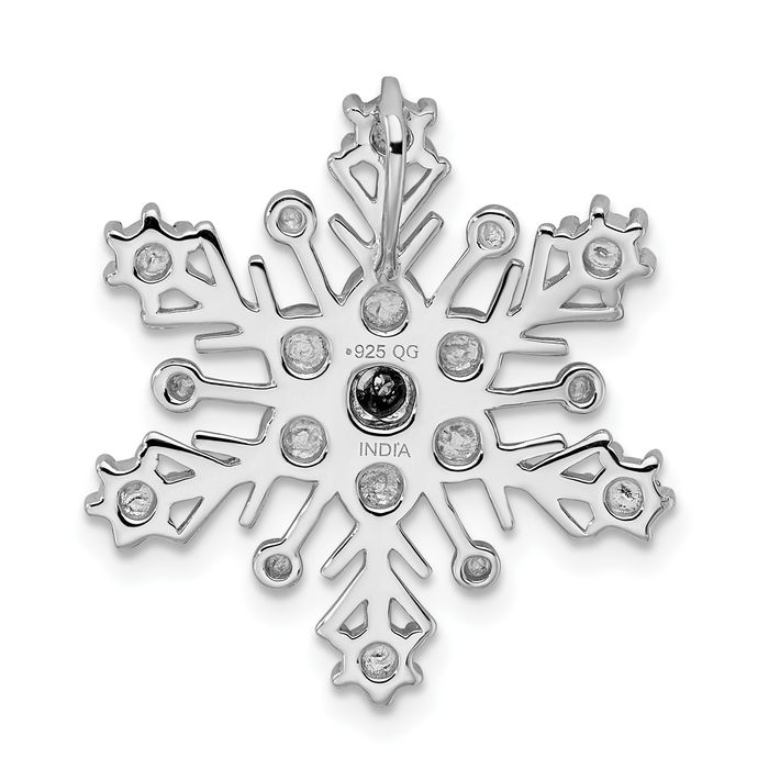 925 Sterling Silver Diamond Snowflake Floating Chain Slide Pendant Necklace Charm