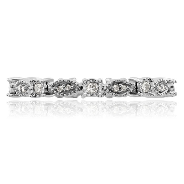 925 Sterling Silver Diamond Stacking Wedding Band Ring