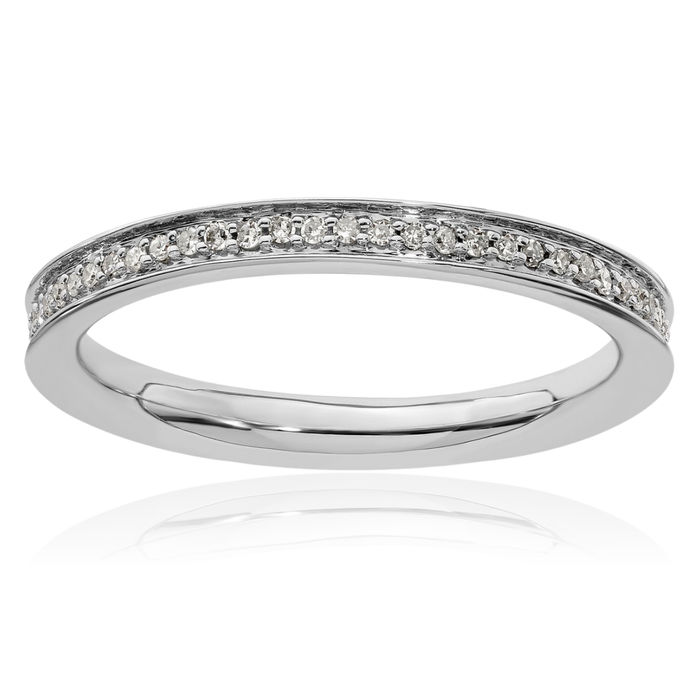 925 Sterling Silver Diamond Stacking Wedding Band Ring