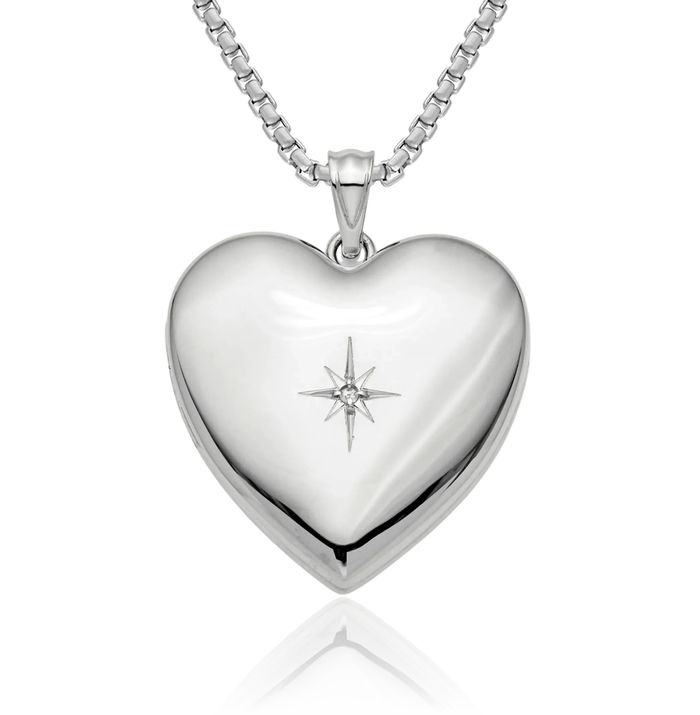 925 Sterling Silver Diamond Star Ash Holder Heart Personalized Photo Locket Cremation Necklace Memorial Charm Urn Pendant