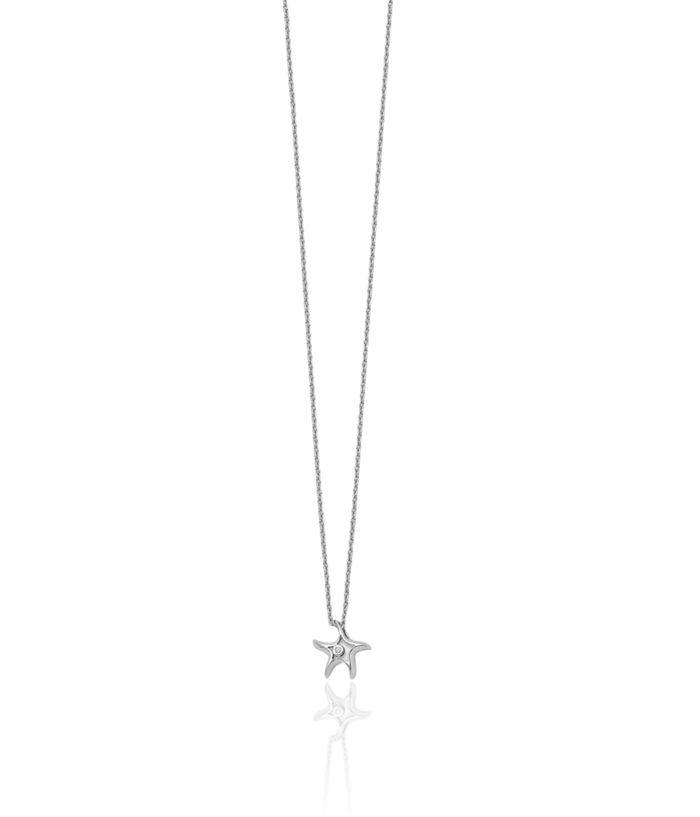 925 Sterling Silver Diamond Starfish Slide Pendant Necklace